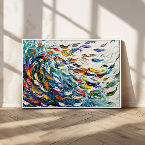 Modern Abstract Fish Shoal Wall Art Canvas Print, Colorful