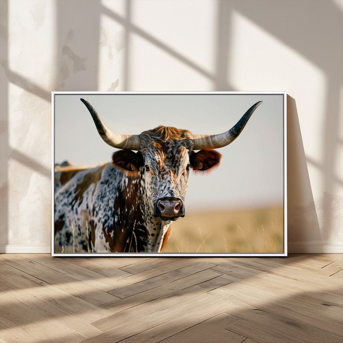 Texas Bull Longhorn Wall Art Canvas Print for Farm House