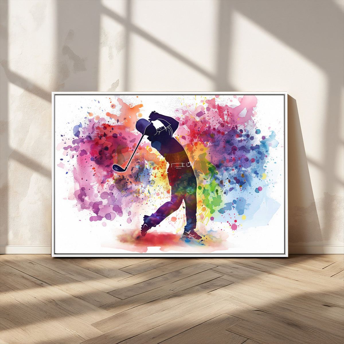 Colorful Golfer Swing Wall Art Canvas Print - Ready to Hang,