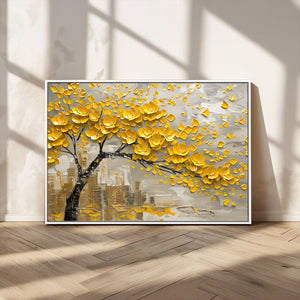 Yellow Blossom Tree Canvas Wall Art - Floral Abstract Modern