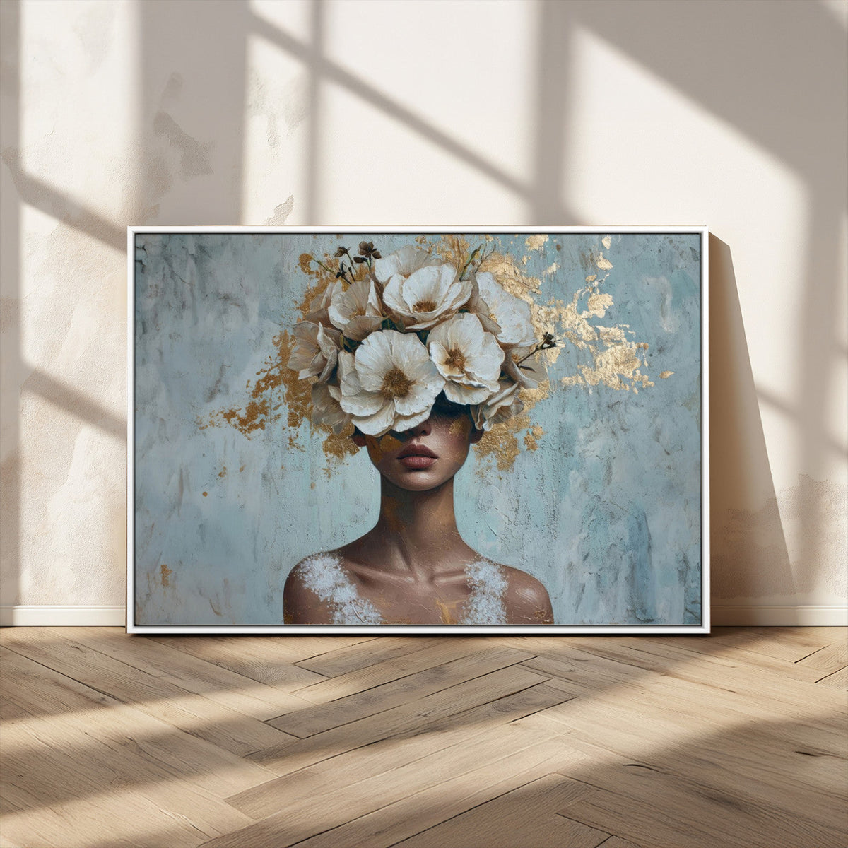 Golden Petal Wall Art - Petal Silhouette Woman Wall Art