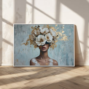 Golden Petal Wall Art - Petal Silhouette Woman Wall Art