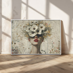 Abstract Floral Women Patel Wall Art Canvas Print
