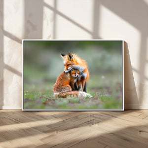 Heartwarming Fox and Baby Cub Wall Art | Ready to Hang