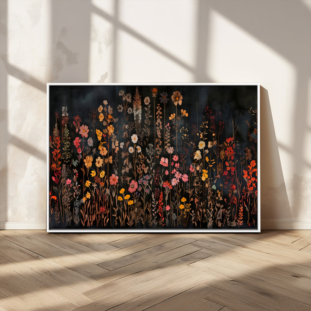 Large Floral Painting Print Illustration Flowers Canvas Wall