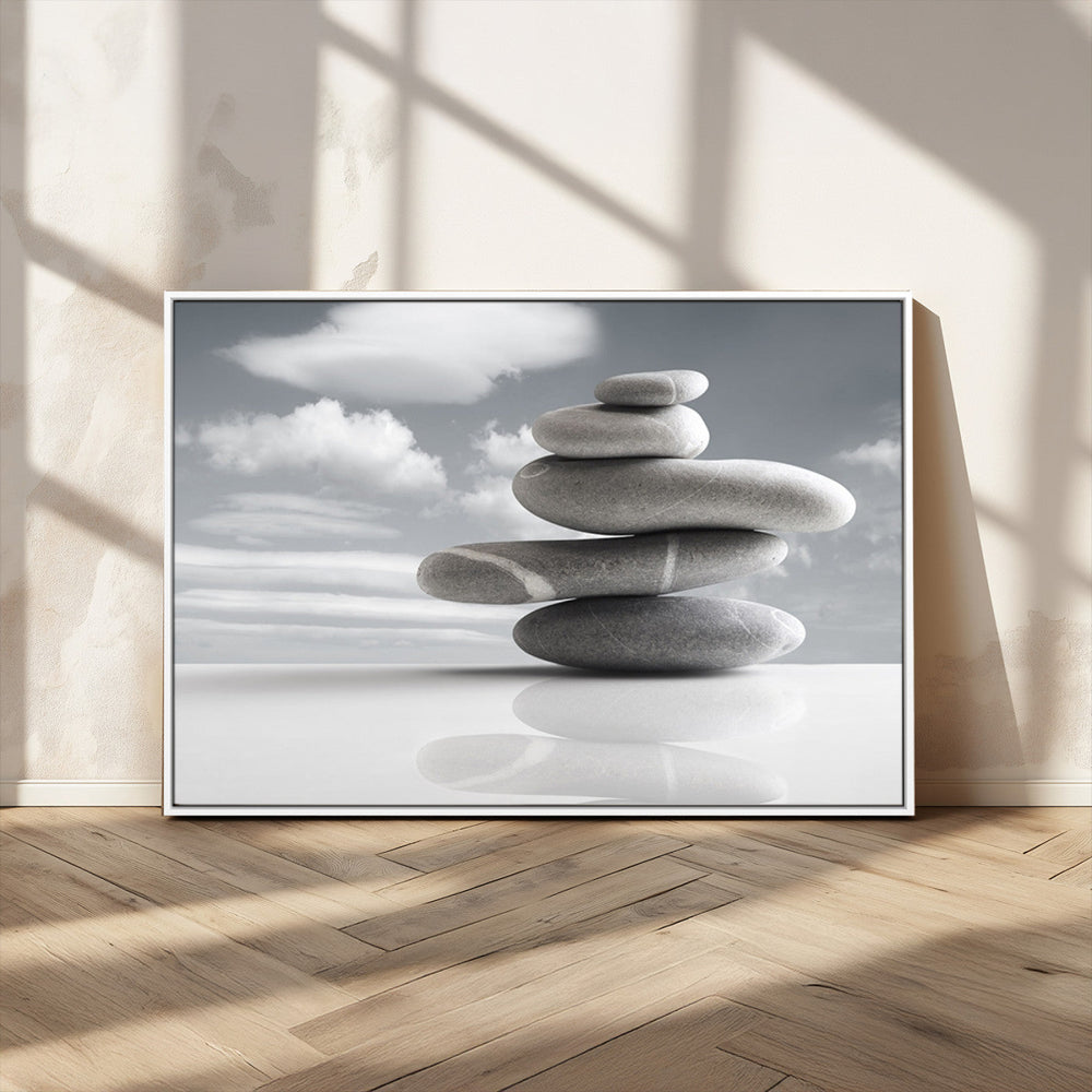 Still Life Black and White Zen Stones Wall Art Canvas,