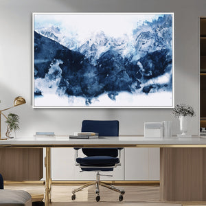 Abstract Blue Mountain Canvas Wall Art – Modern Triptych