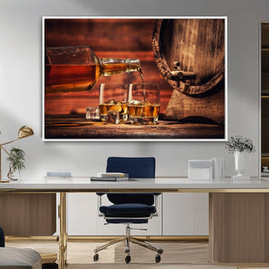 Whiskey and Cigar Canvas Wall Art | 3 Panel Bar Room Decor