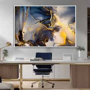 Large Abstract Wall Art Print -  Gold and Blue Abstract
