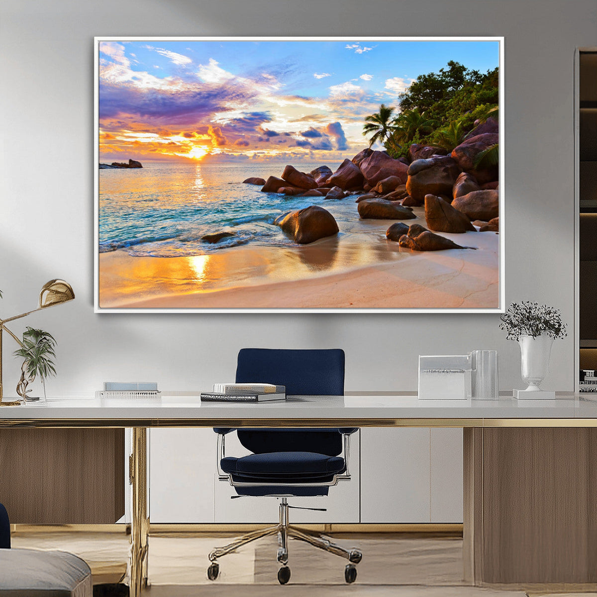 Tropical Island Beach Sunset Canvas Print