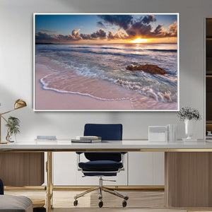 Sea Ocean Sunset Beach Wall Art Canvas Print