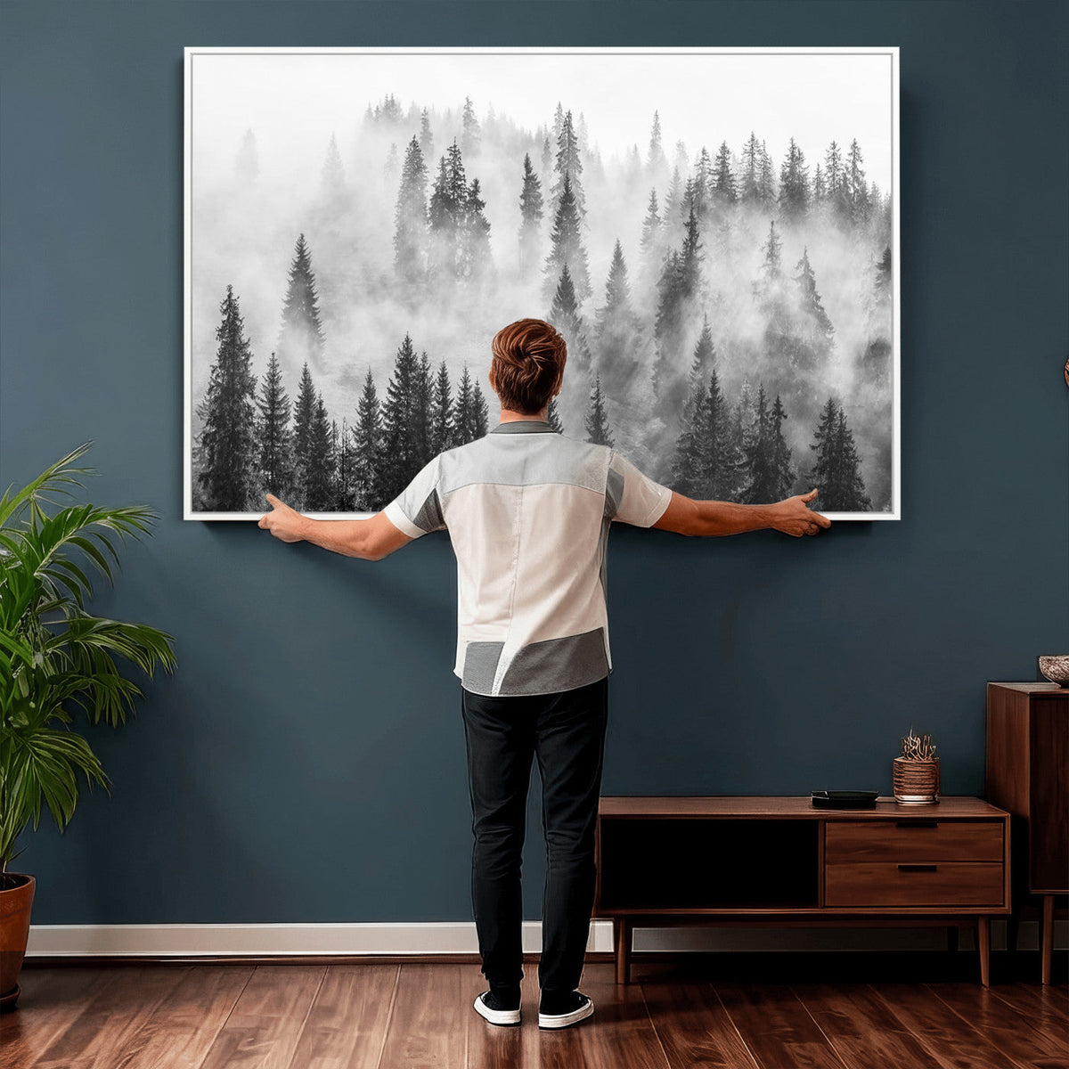 Forest Wall Art Print | Foggy Pine Forest Canvas Wall Art -