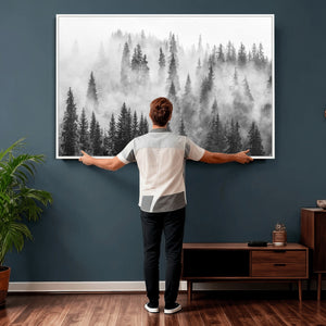 Forest Wall Art Print | Foggy Pine Forest Canvas Wall Art -