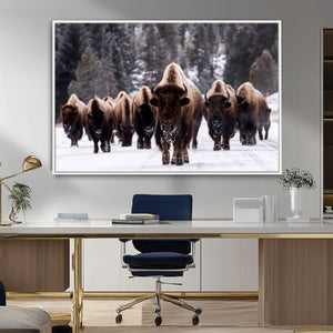 Bison Wall Art Canvas Print- Bison Herd Canvas Wall Art –