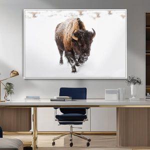 Bison Winter Wall Art Canvas Print For Farmhouse Decor