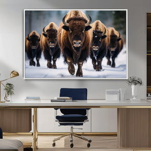 Buffalo Wall Art Canvas Print, American Bison Herd Wall Art