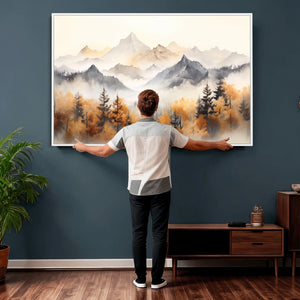 Abstract Mountain Wall Art | Misty Mountain Forest and