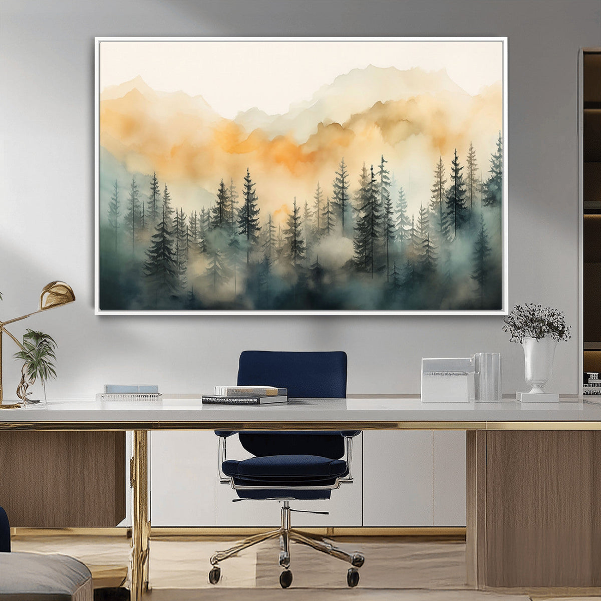 Abstract Forest Print - Mountain Wall Art | Autumn Landscape