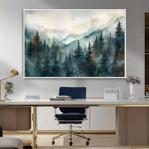 Serenity Forest Wall Art Canvas | Foggy Mountain Landscape