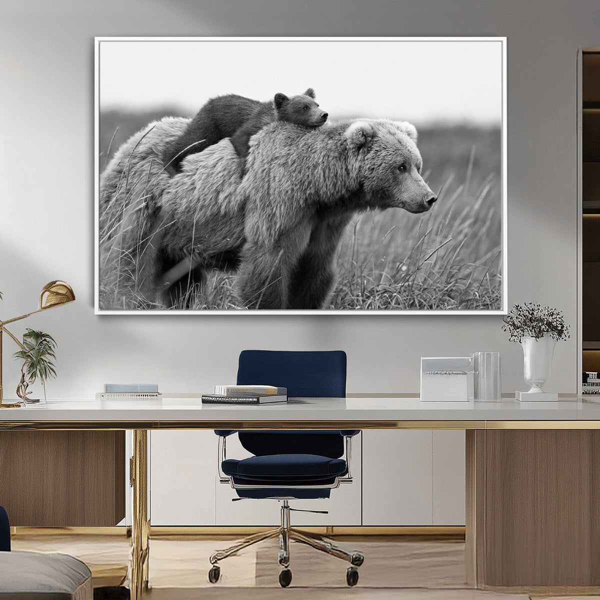 Bear and Cub Wall Art Canvas | 399 Bear Cub