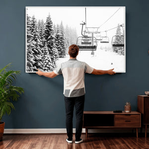 Ski Wall Art - Ski Lift Wall Art Canvas Print Snow Covered