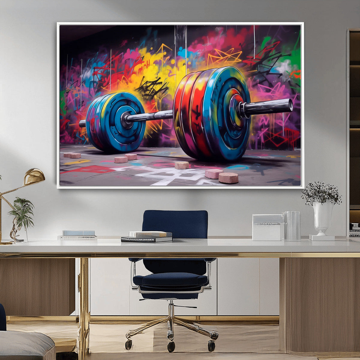 Abstract Graffiti Barbell Canvas Wall Art – Urban Fitness
