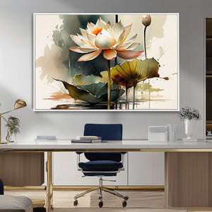 Lotus Flower Watercolor Canvas Print – A Symbol of Serenity