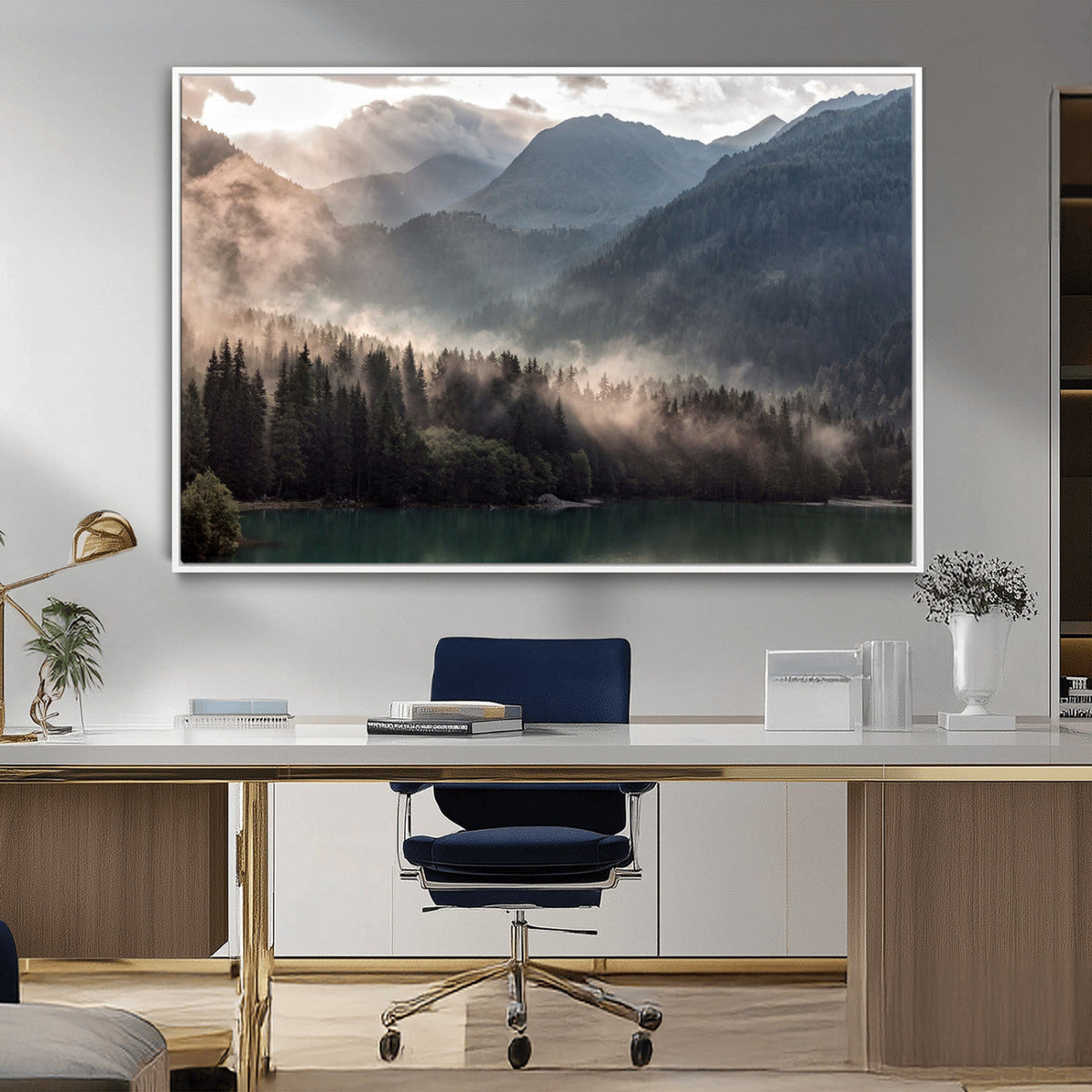 Foggy Mountain Canvas Print Forest Wall Art