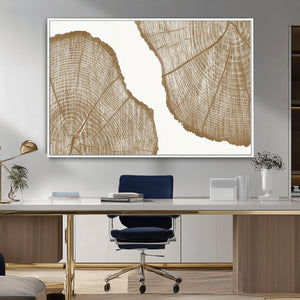 Rustic Brown Tree Ring Wall Art Canvas Print – Framed and