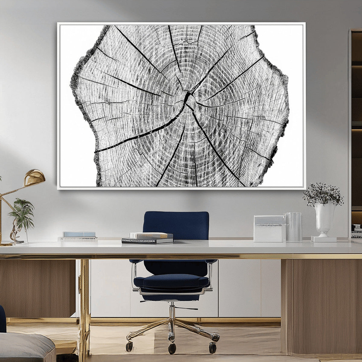Rustic Tree Ring Wall Art Canvas Print – Framed and Ready to