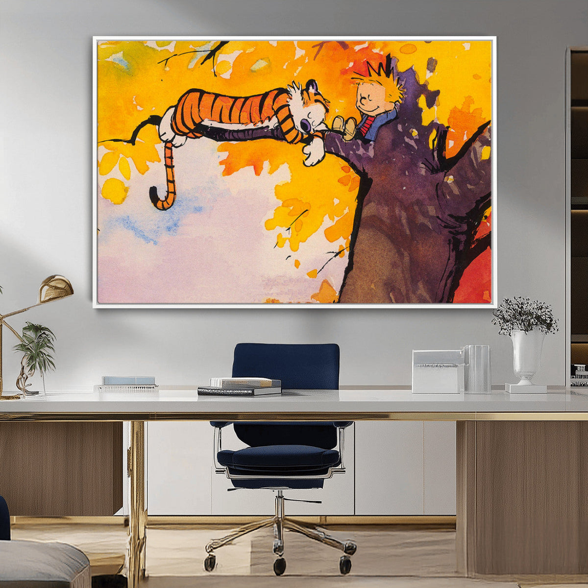 Calvin and Hobbes Tree Scene Canvas Print | 3 Panel Large