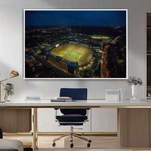Michigan Stadium Night Game Wall Art – Sports Arena Aerial