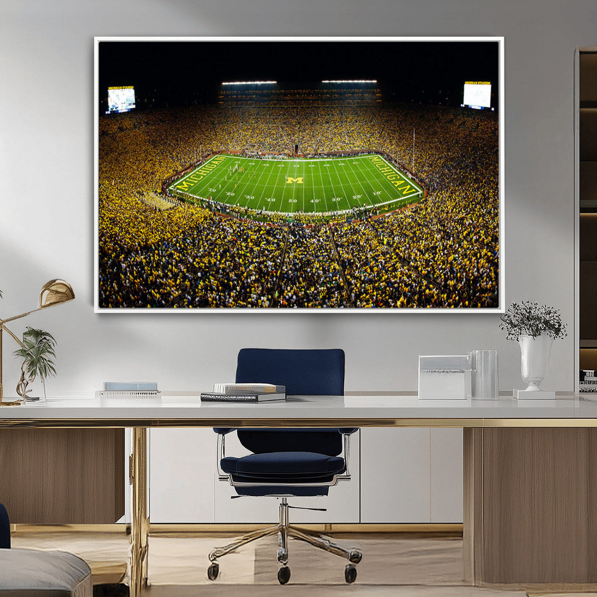 Stadium in Michigan Wall Art Canvas Print, Framed American