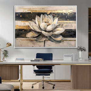 Lotus Flower Wall Art – Framed Abstract Floral Canvas