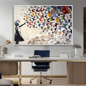 Banksy Graffiti Wall Art Canvas Print: Girl Releasing