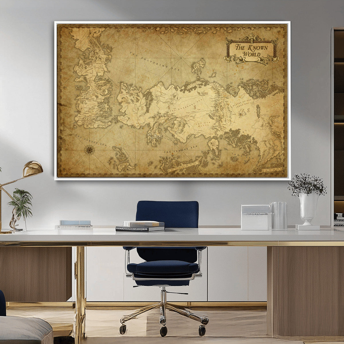 Vintage Game of Thrones Map Wall Art | Westeros and Essos