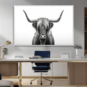 Highland Wall Art Canvas Print – Minimalist Black and White