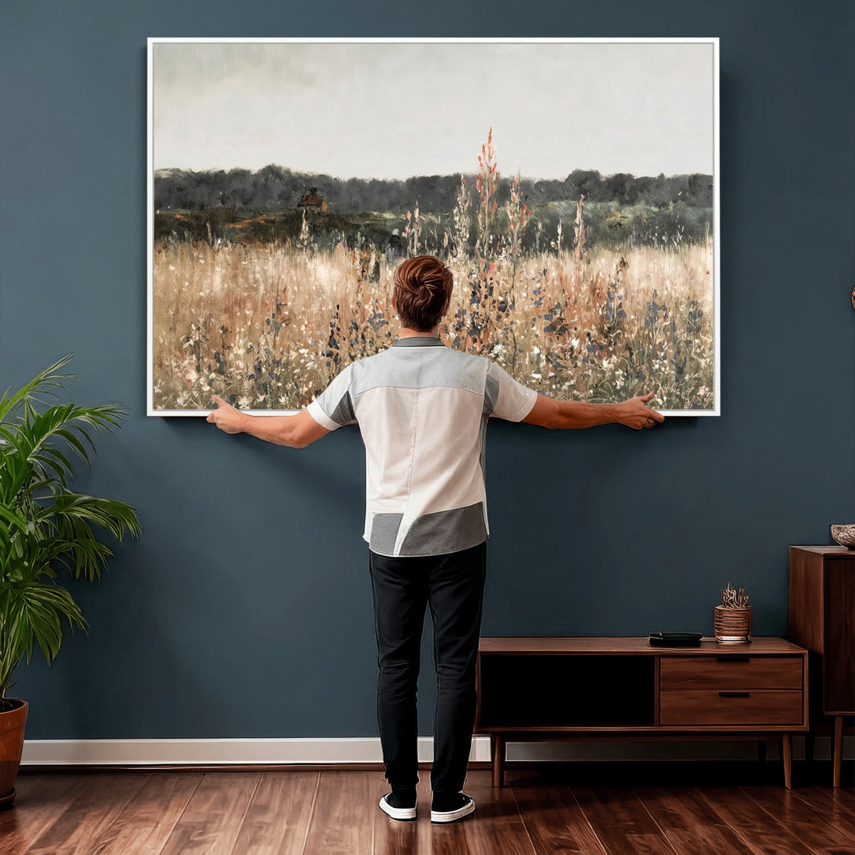 Rustic Field Landscape Wall Art Print, Giclee Canvas Wall