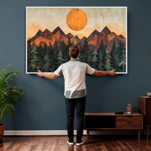 Sunset Mountain Landscape Canvas Wall Art Print - Nature