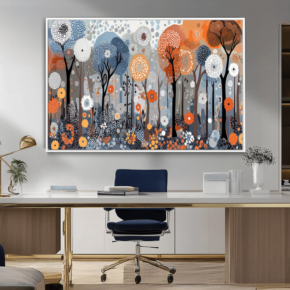 Abstract Winter Landscape Canvas Wall Art Print - Large