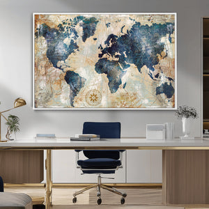 World Map Canvas Print – Framed Wall Art for Couples,