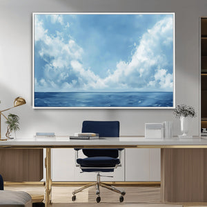 Abstract Ocean Print Artwork- Serene Blue Ocean Canvas Wall