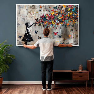 Banksy Butterfly Girl Wall Art – Modern Graffiti Canvas