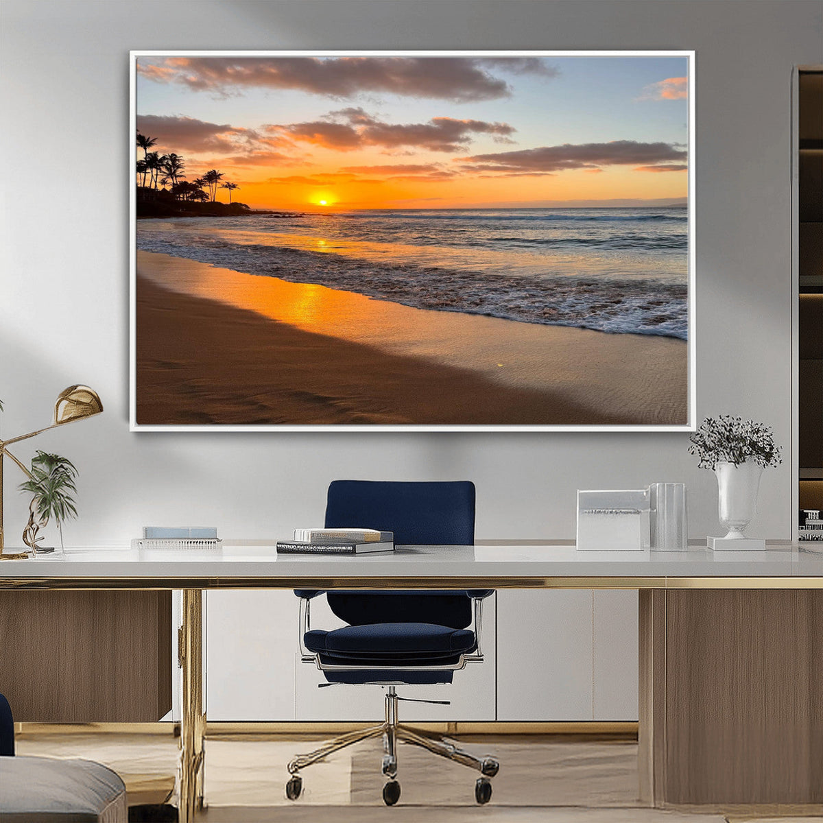 Sunset Wall Art Print - Stunning Beach Sunset Canvas Artwork