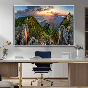 Mountain Sunset Panoramic Wall Art Canvas Print – Framed