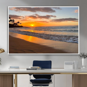 Tropical Beach Wall Art – Framed Sunset Ocean Canvas