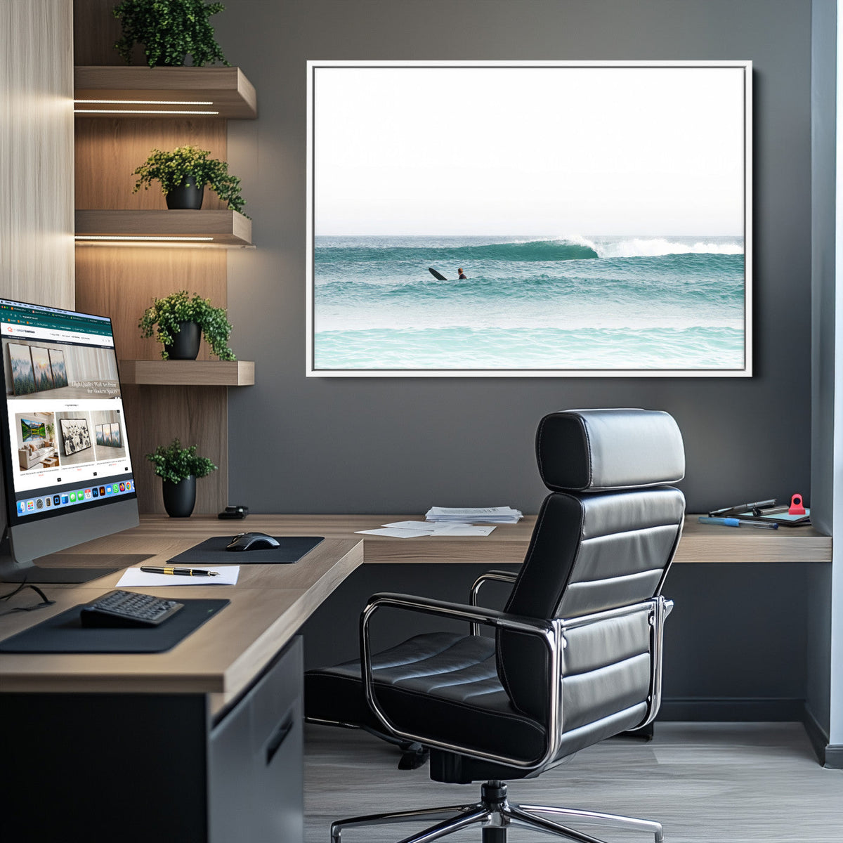 Surfing Wall Art Canvas Print – Framed Ocean Waves