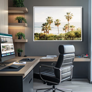 California Coast Palm Trees Wall Art Canvas Print – Framed