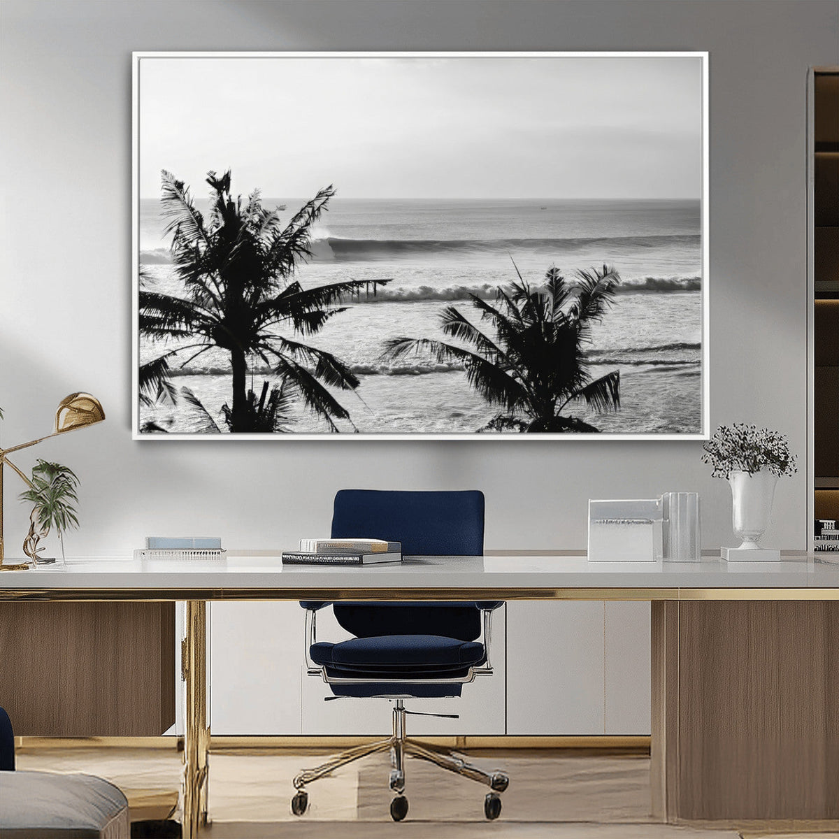Tropical Coastline Wall Art Canvas Print – Framed Palm Trees