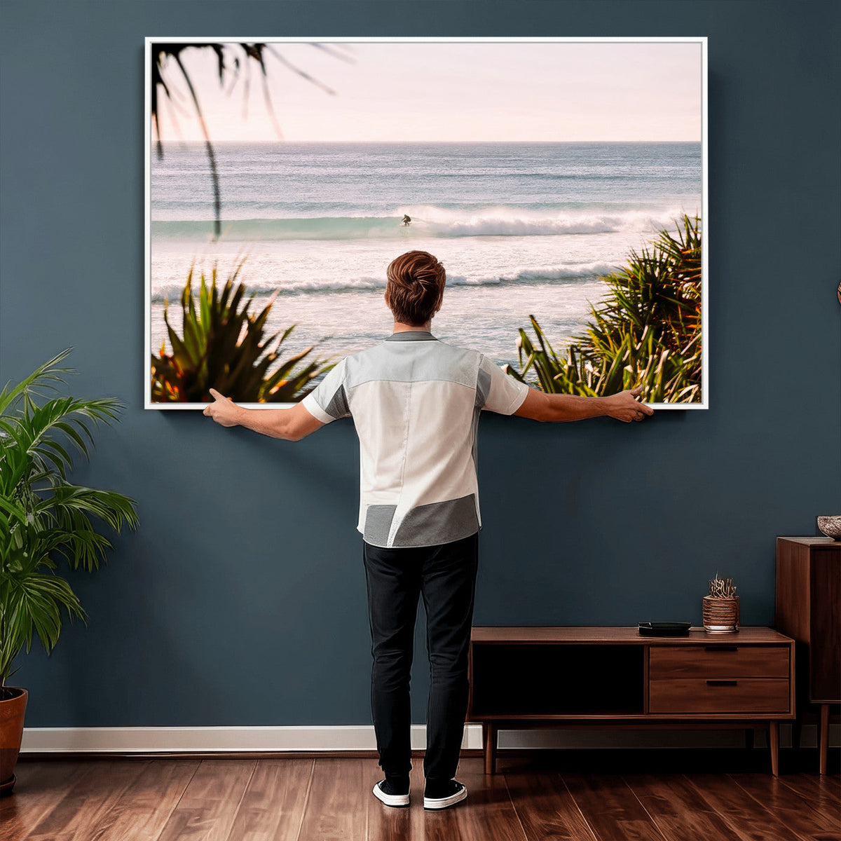 Ocean Surfer Wall Art Canvas Print – Framed Coastal Surf Art